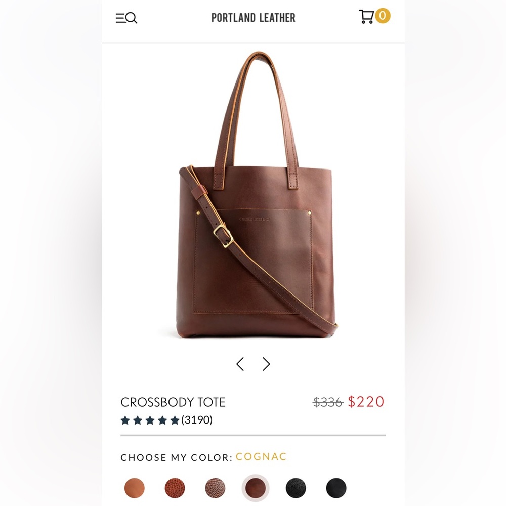 Portland Leather Crossbody Bag in Cognac
